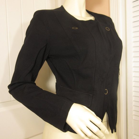 CAbi Black Moto Blazer Jacket Zip S Biker Rebel Indie Rock Punk Lagenlook Modern - Picture 12 of 16